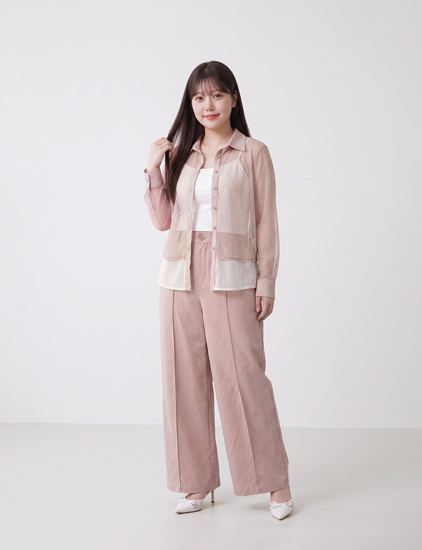 MISS. Japanese-Inspired Ethereal Sheer Layered Plus Size Shirt
