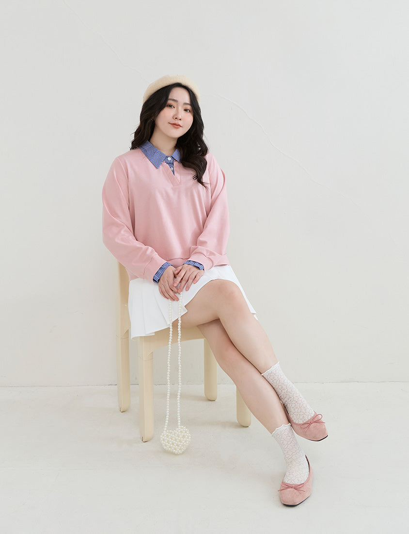 Heart Logo Faux Two Piece Plus Size Sweatshirt