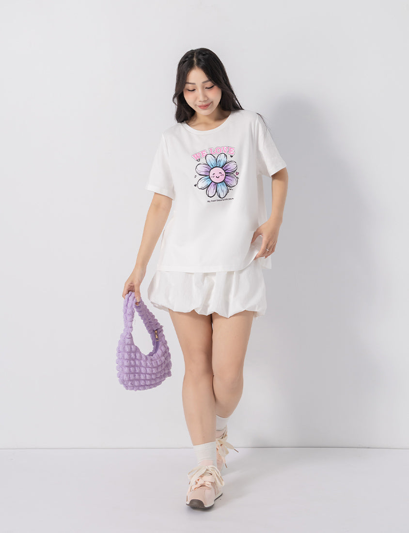 3D Gradient Floral Print Plus Size Tee
