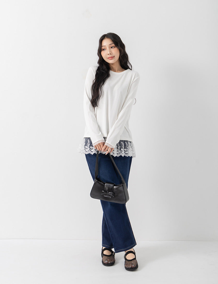 Layering Essential Lace Panel Knit Plus Size Top