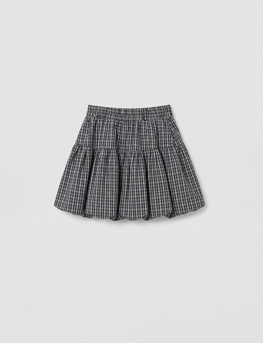 Playful Plaid Balloon Plus Size Mini Skirt