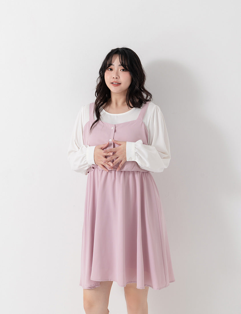 Sweet Slim Fit Faux Two-Piece Plus Size Mini Dress