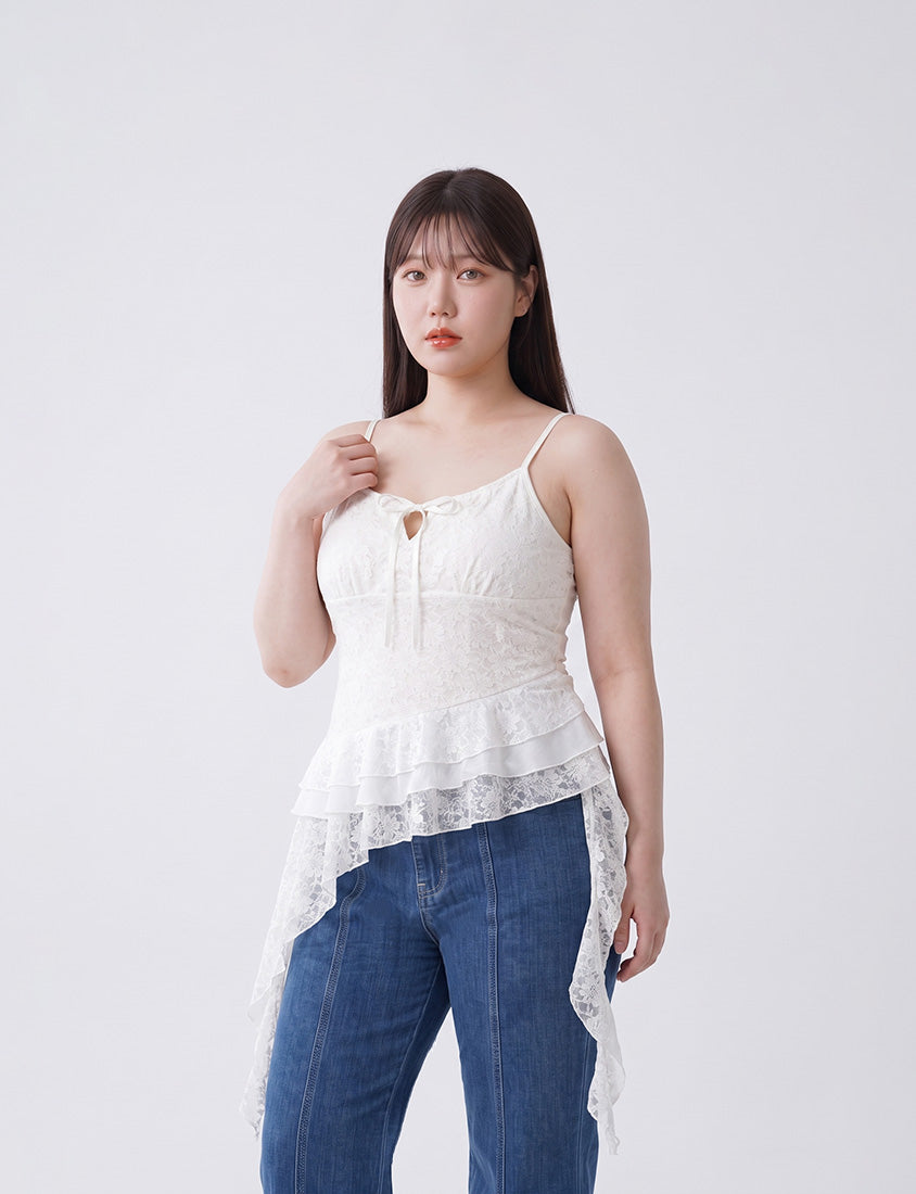 MUA! Sweet Lace Asymmetrical Hem Plus Size Cami Top