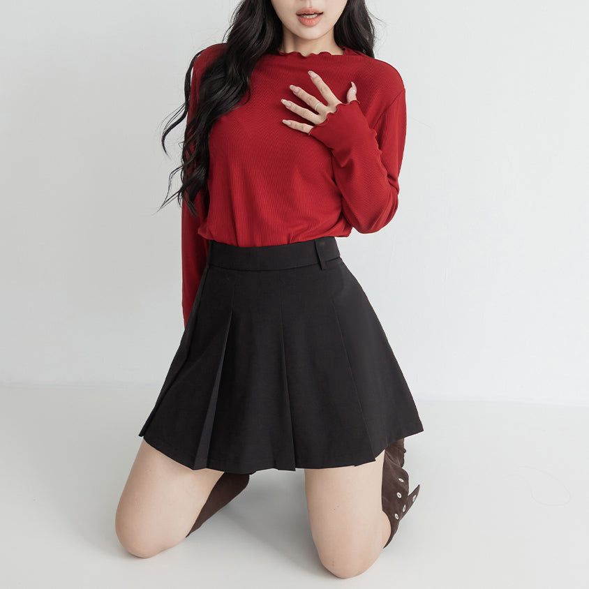 Sweet Preppy Pleated Plus Size Skort