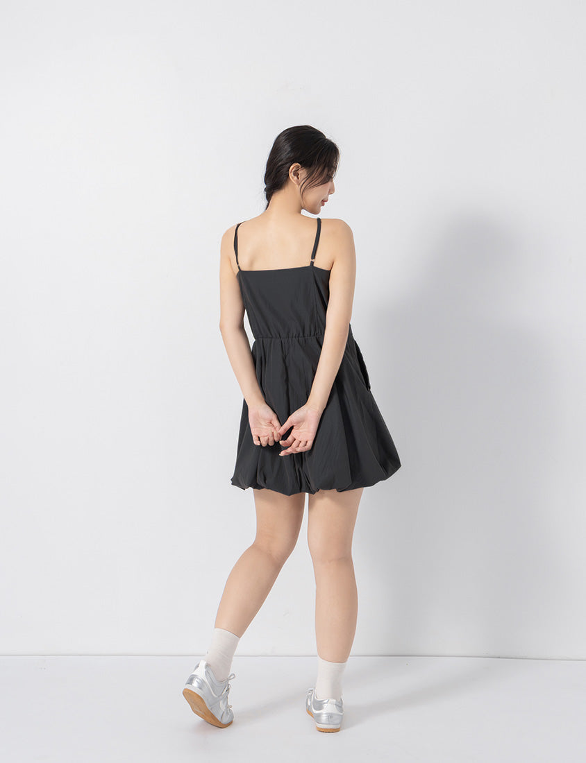 Cute Bubble Hem Adjustable Strap Plus Size Mini Dress