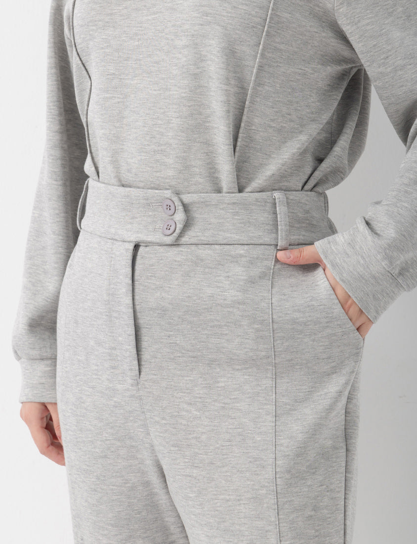 QQ Yogurt Touch Cotton Asymmetric Double-Button Plus Size Flare Pants
