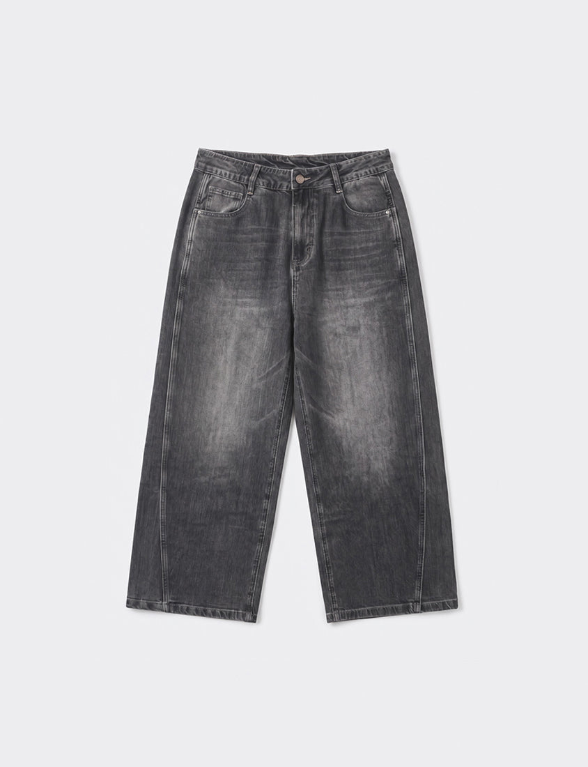 Geometric Seams Panel Slimming Plus Size Jeans