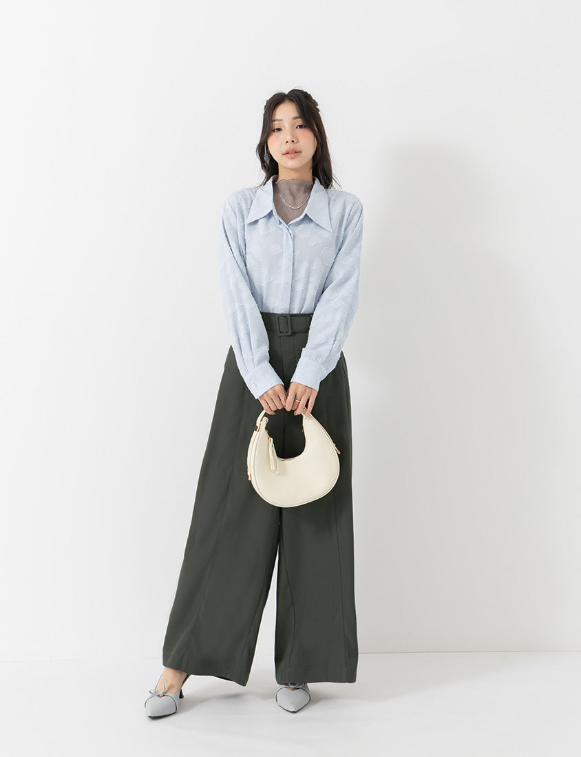MISS. Tailored Wrinkle-Resistant Plus Size Wide Leg Pants (With Belt)