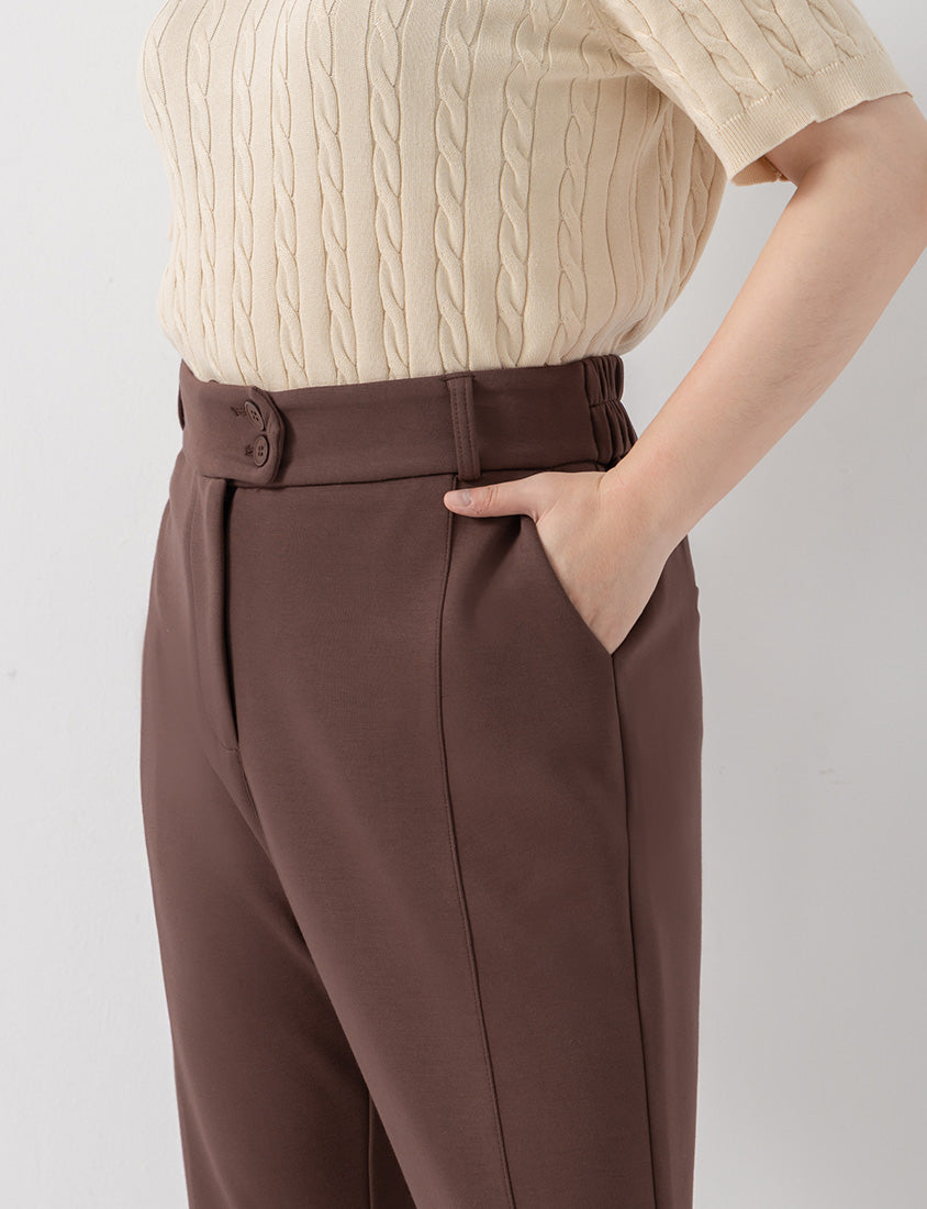 QQ Yogurt Touch Cotton Asymmetric Double-Button Plus Size Flare Pants