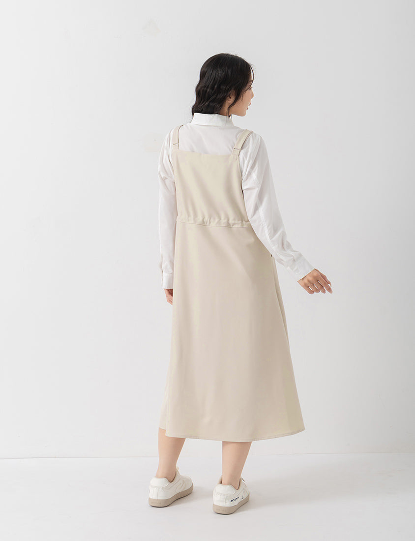 Adjustable Heart Button Strap Plus Size Maxi Dress