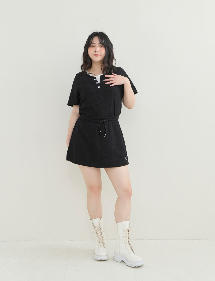 Waffle Knit Butterfly Embroidered Plus Size Skort