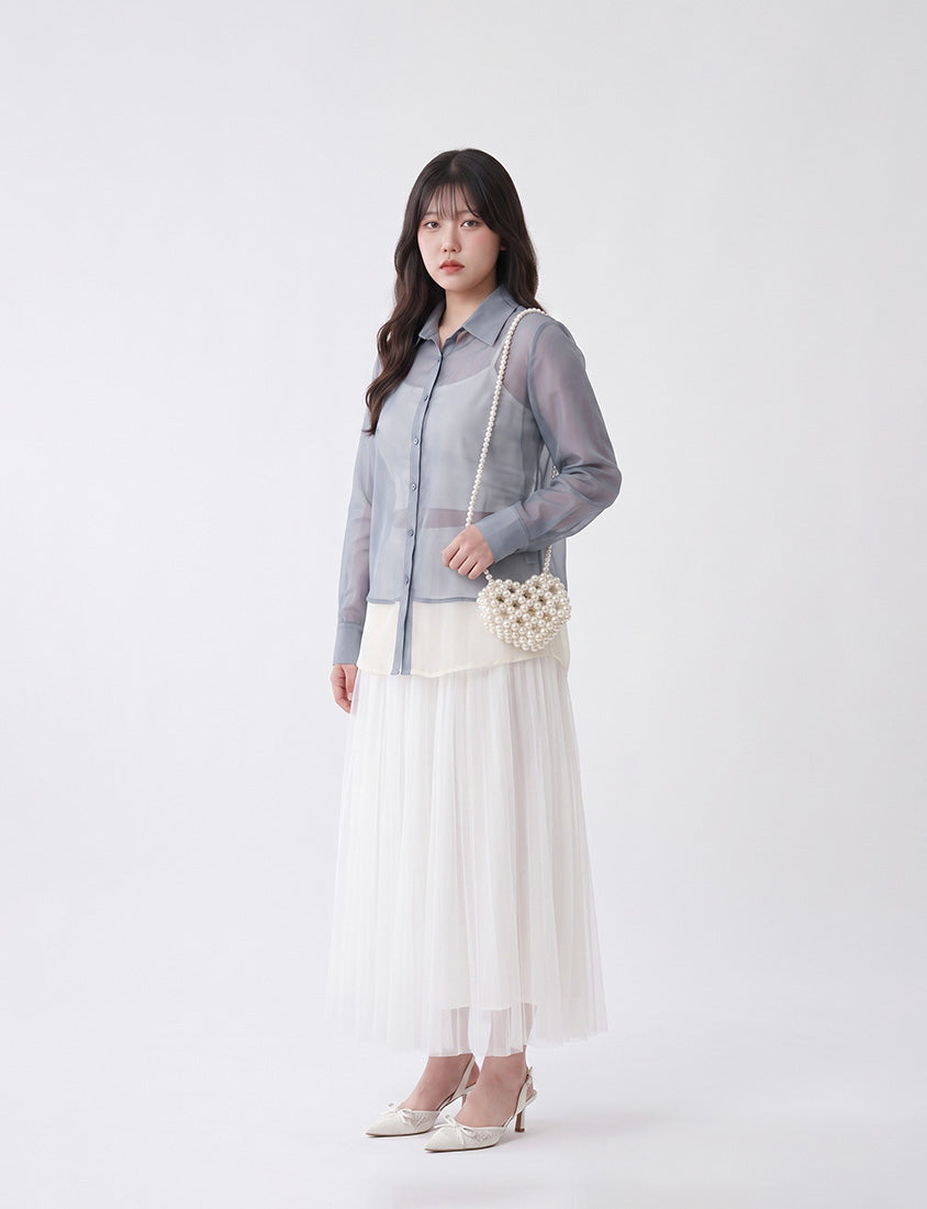 MISS. Japanese-Inspired Ethereal Sheer Layered Plus Size Shirt