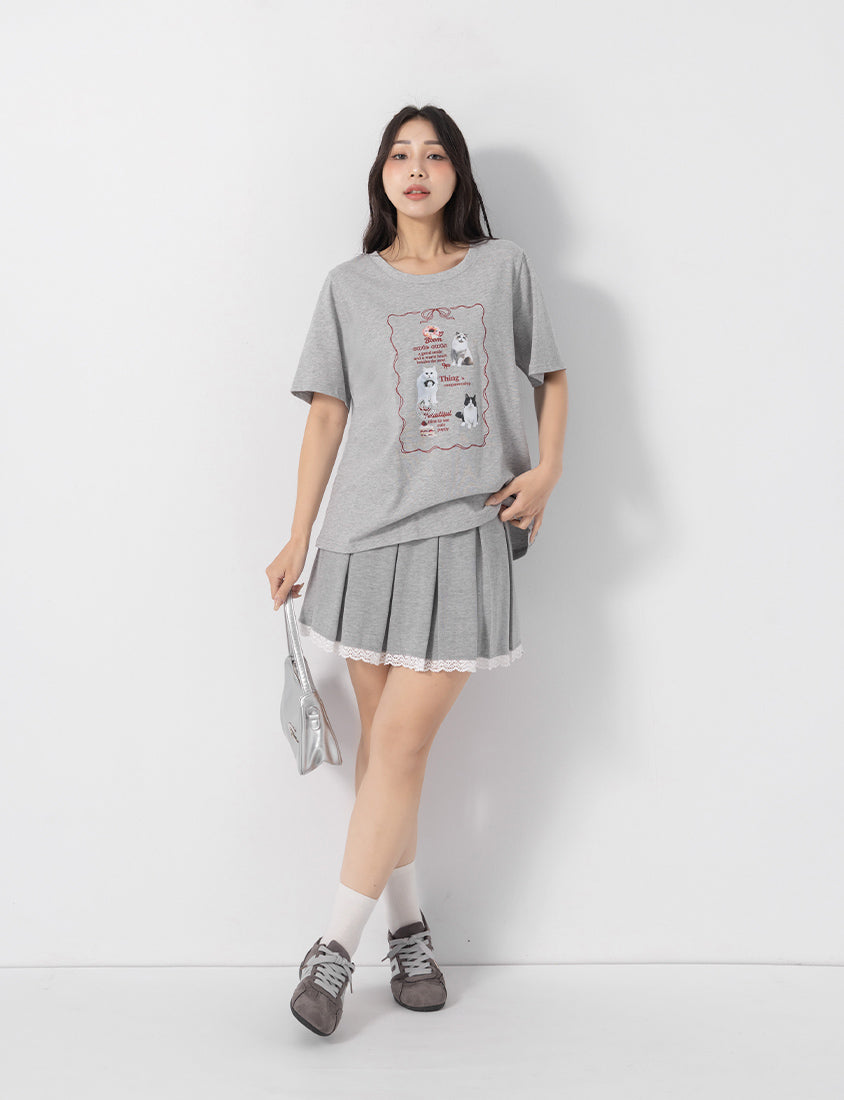 Cute Cat Print Oversized Plus Size Tee