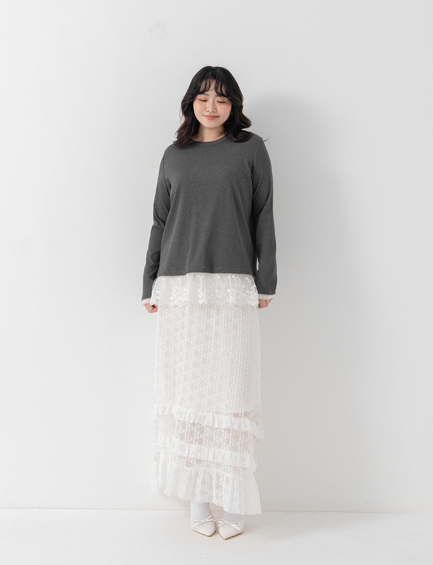 Layering Essential Lace Panel Knit Plus Size Top