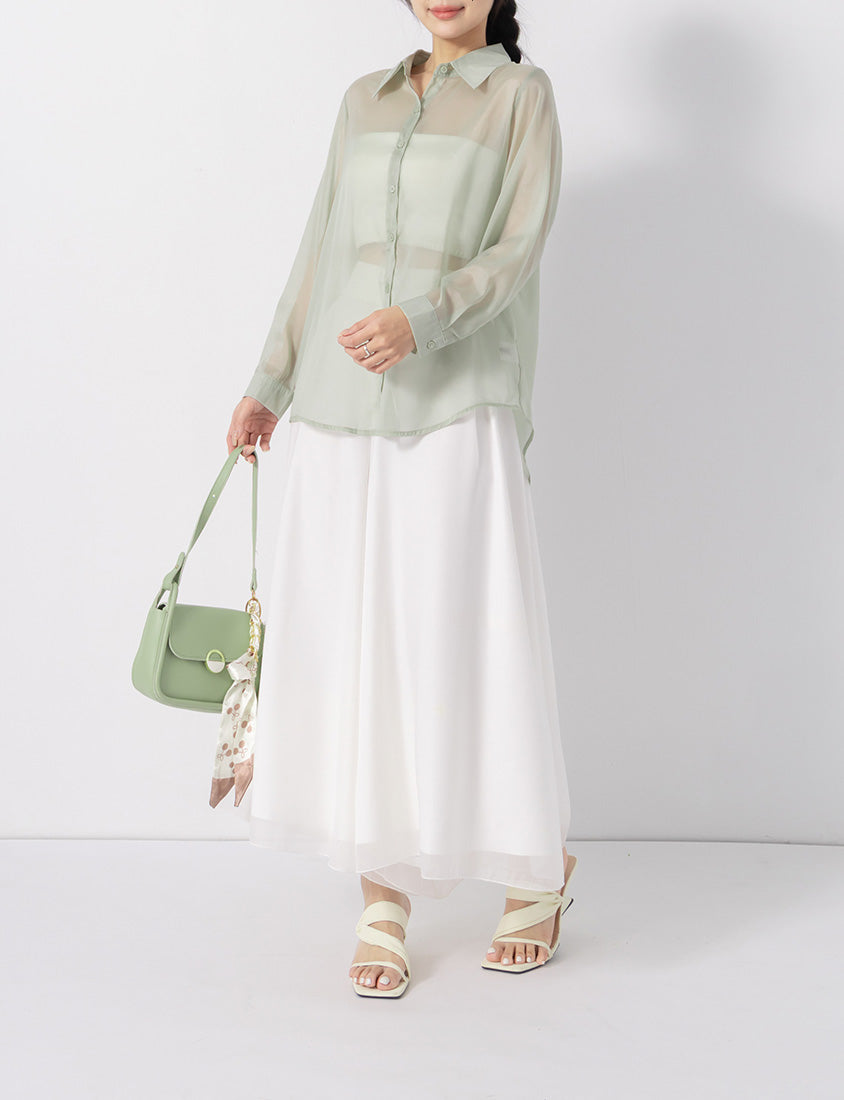 Wide Waistband Ethereal Sheer Plus Size Wide Leg Pants