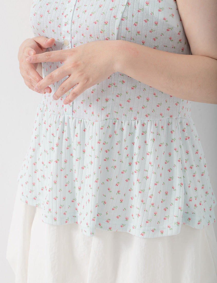 Cream Floral Layered Two-Piece Plus Size Set