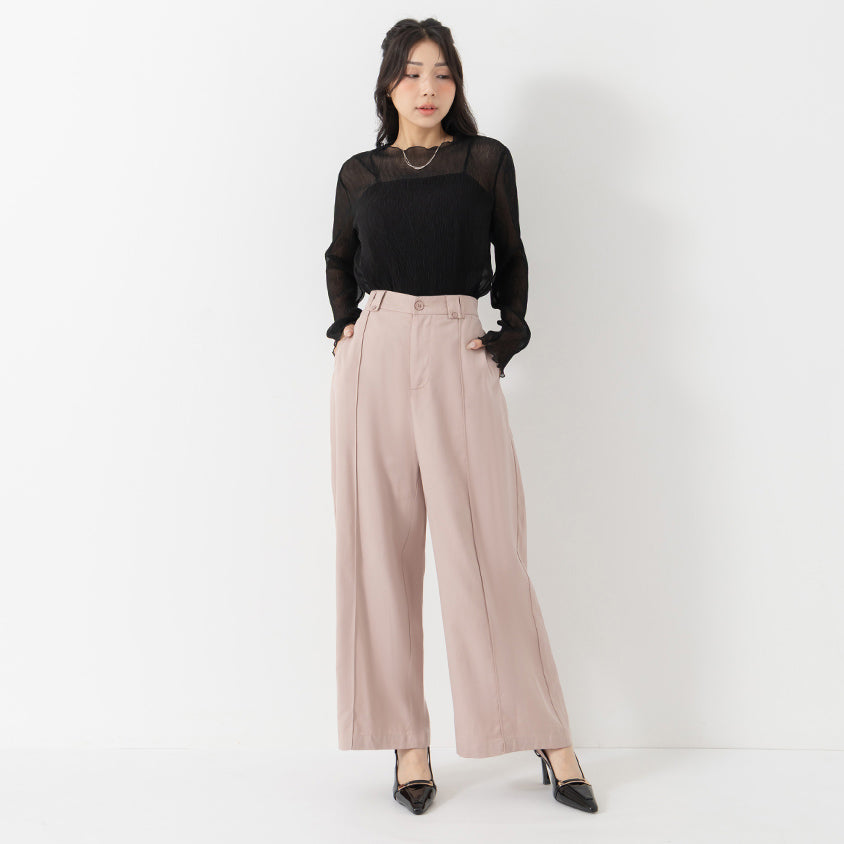 MISS. Lyocell Twill Topstitched Plus Size Trousers