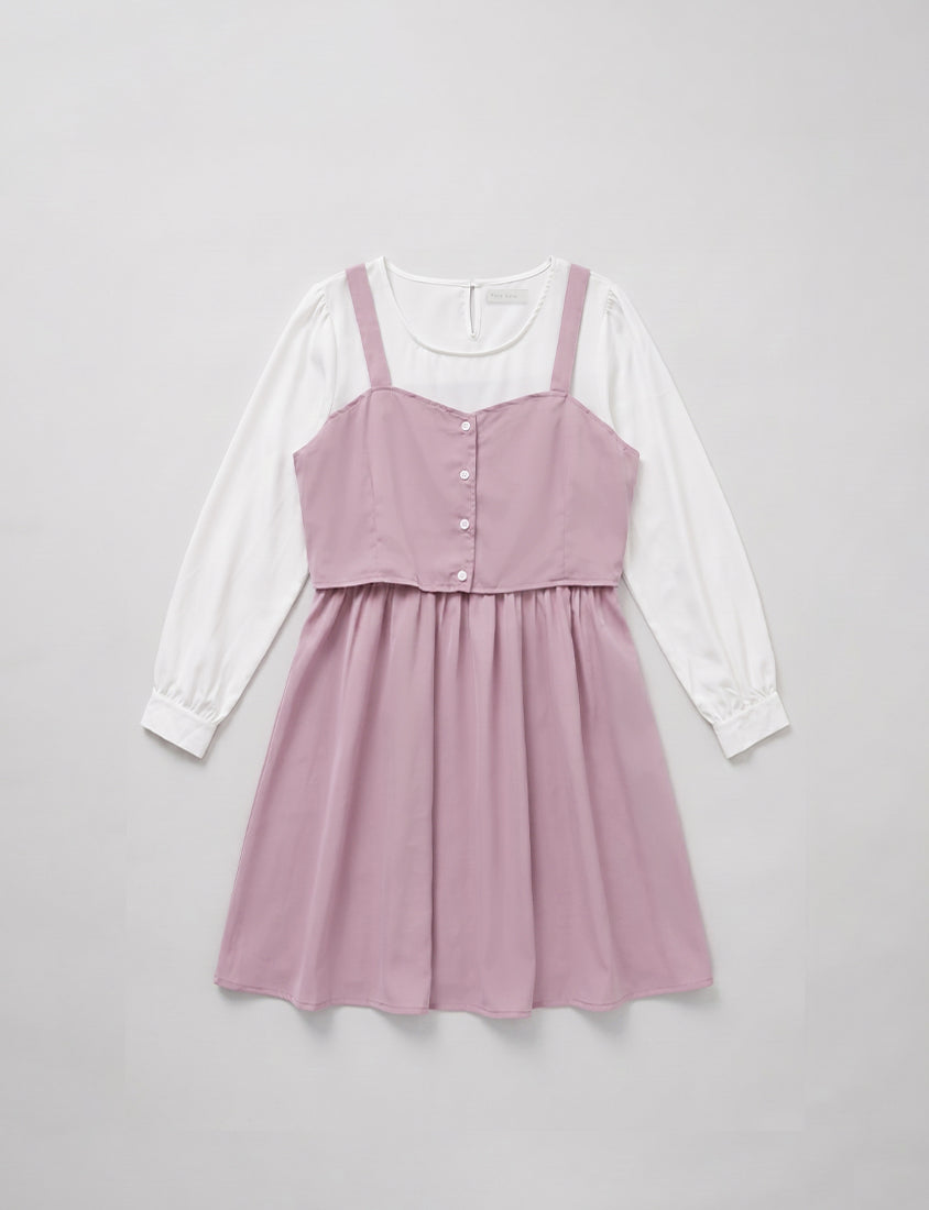 Sweet Slim Fit Faux Two-Piece Plus Size Mini Dress