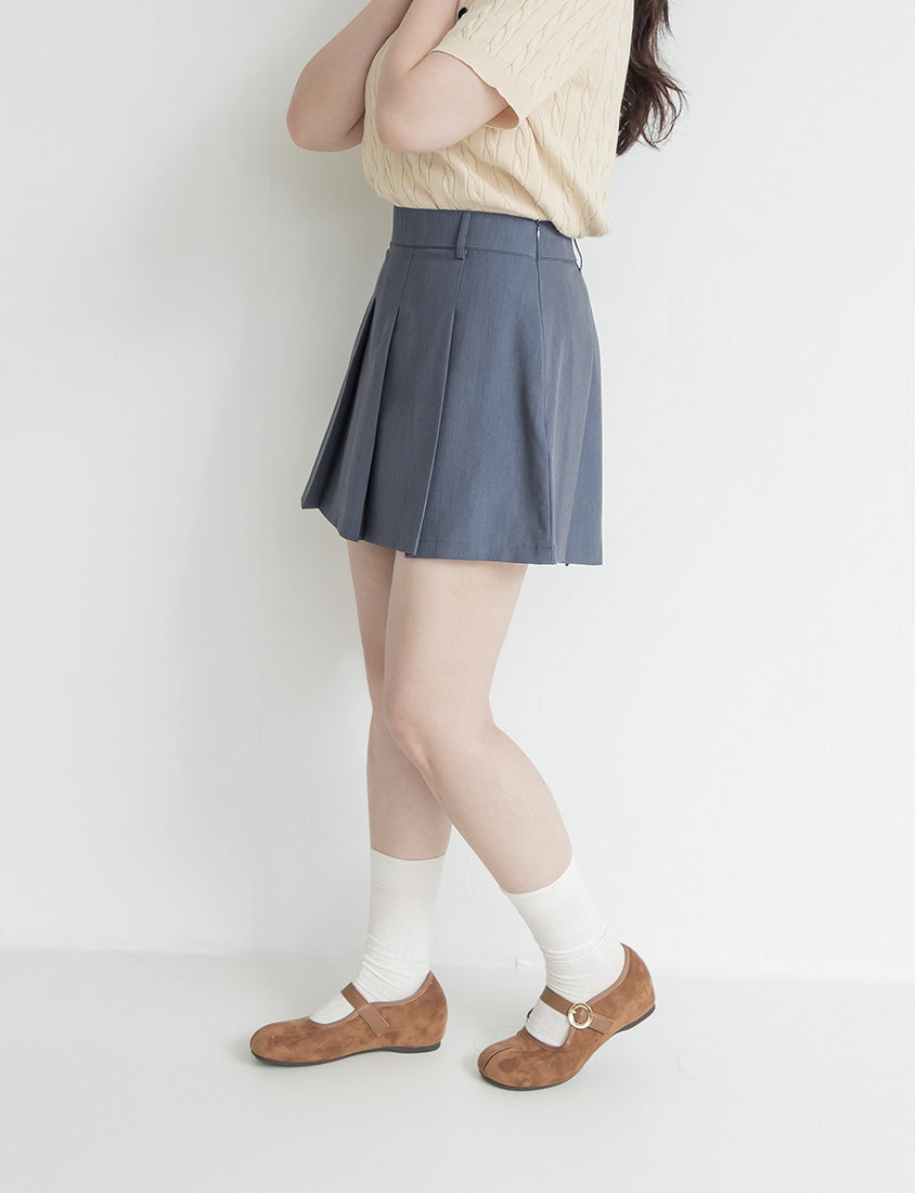 Sweet Preppy Pleated Plus Size Skort